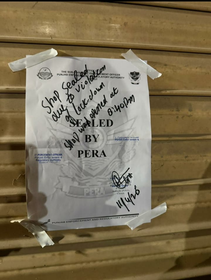 30 Shops Sealed in Chiniot for Violating Energy Policy and Smart Lockdown Timings